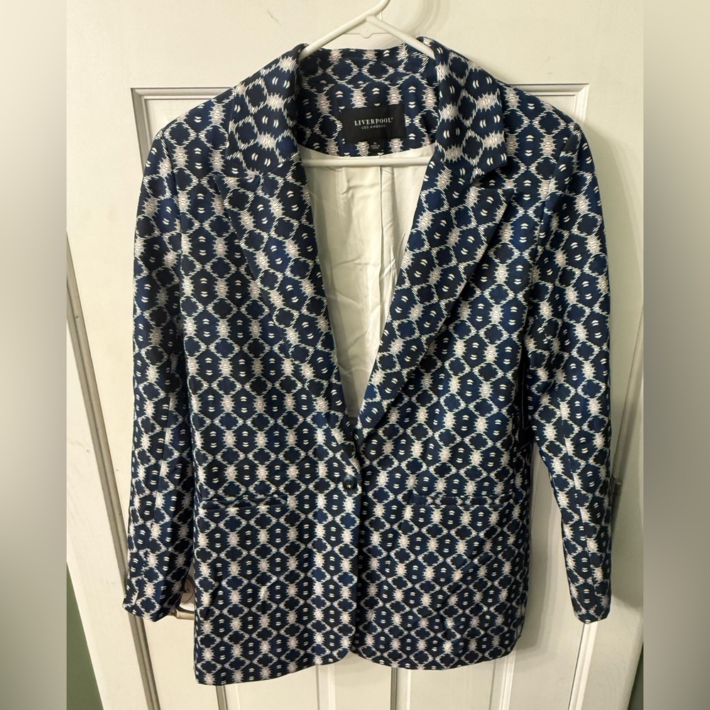 Liverpool Navy and White Patterned Women's Blazer